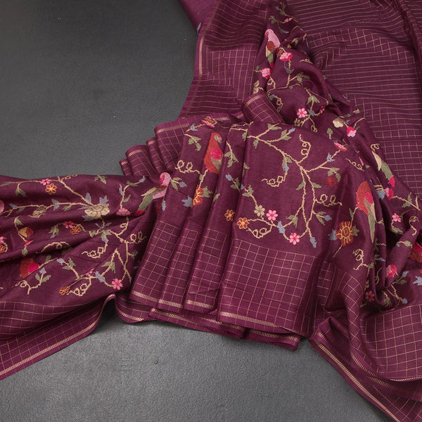 KSRTSR42304-Raw-Silk-Wine-Thread-Work-Saree-With-Birds-Design-02-main
