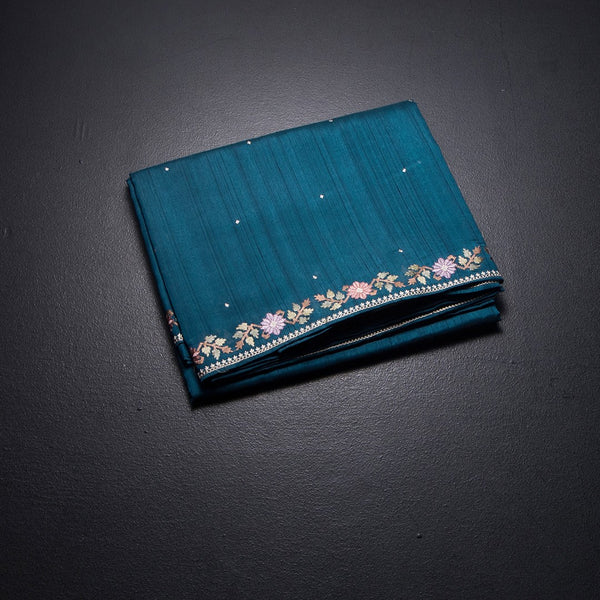 KSRTSR42330-1-Raw-Silk-Peacock-Blue-Saree-With-Zari-buttas-And-Thread-Border-fold
