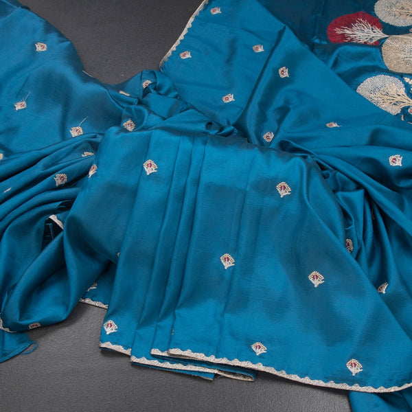 KSRTSR42373-Raw-Silk-Peacock-Blue-Zari-Worked-Saree-In-Tree-Design-main