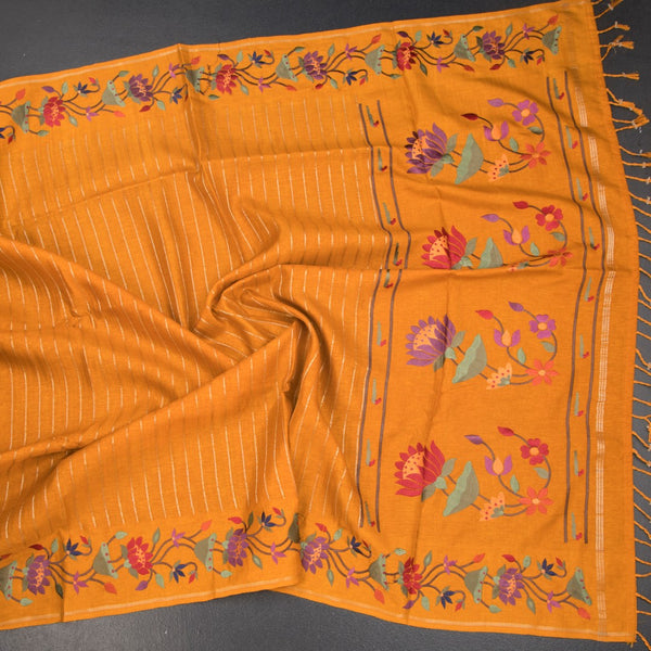 KSRTSR42384-4-Raw-Silk-Mango-Yellow-Zari-Stripes-Saree-And-Thread-Border-crush