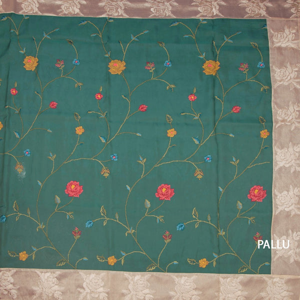 KSRTSR42454-2-Organza-Jade-Green-Floral-Thread-Work-Saree-pallu
