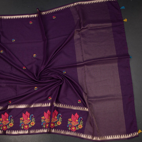 KSRTSR42460-4-Raw-Silk-Dark-Purple-Thread-Work-Saree-crush