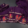 KSRTSR42460-Raw-Silk-Dark-Purple-Thread-Work-Saree-main