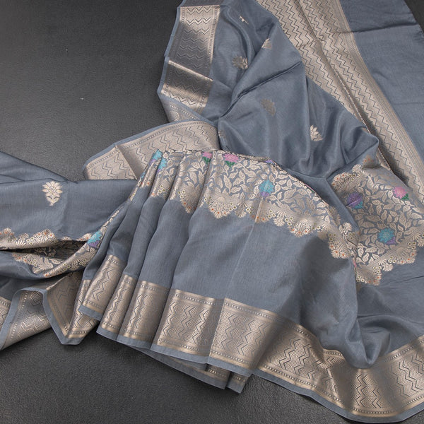 KSRTSR42488-Linen-Grey-Saree-With-Zari-Buttas-And-Zari-Border-main