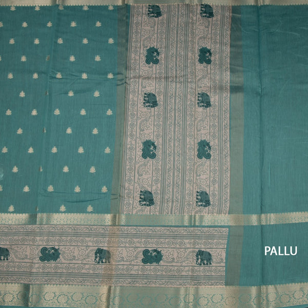 KSRTSR42492-2-Linen-Jade-Green-Saree-With-Zari-Buttas-And-Zari-Border-pallu