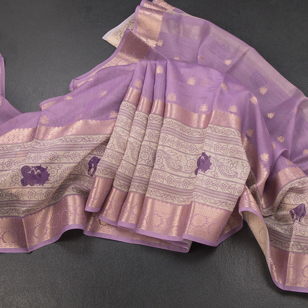 KSRTSR42495-Linen-Lavender-Saree-With-Zari-Buttas-And-Zari-Border-main