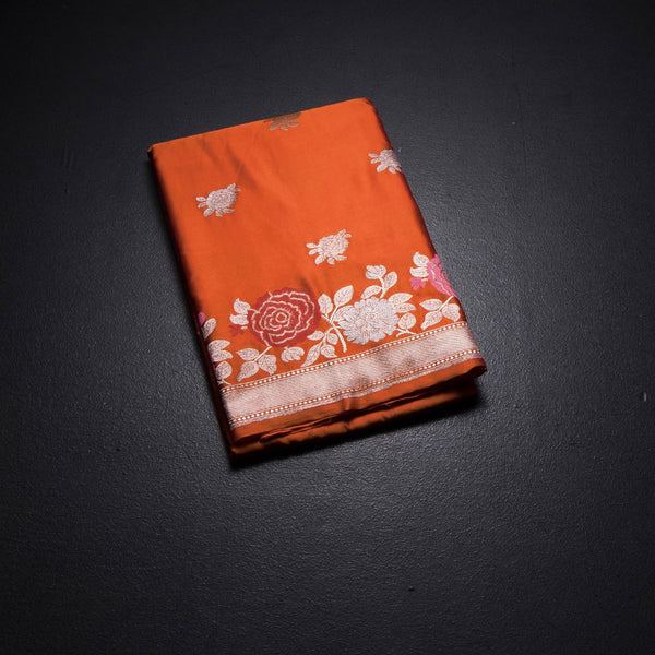 KSRTSR42502-1-Banaras-Dark-Orange-Floral-Zari-Worked-Saree-fold