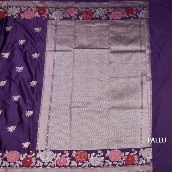 KSRTSR42505-2-Banaras-Dark-Purple-Floral-Zari-Worked-Saree-pallu