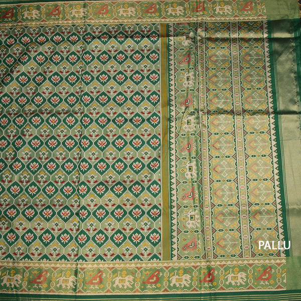 KSRTSR42526-2-Banaras-Dark-Green-Ikkat-Pattern-Saree-02-pallu