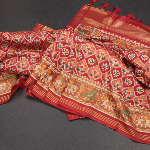 KSRTSR42527-Banaras-Red-Ikkat-Pattern-Saree-main