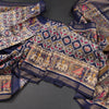 KSRTSR42528-Banaras-Navy-Blue-Ikkat-Pattern-Saree-main