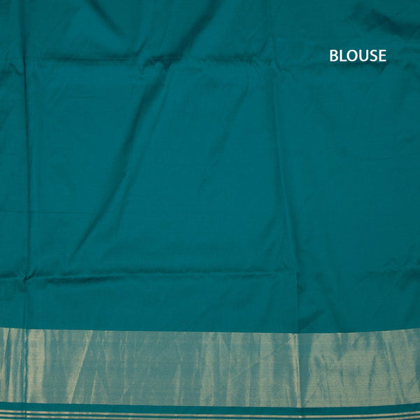 KSRTSR42529-3-Banaras-Peacock-Green-Ikkat-Pattern-Saree-blouse