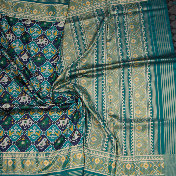 KSRTSR42529-4-Banaras-Peacock-Green-Ikkat-Pattern-Saree-crush