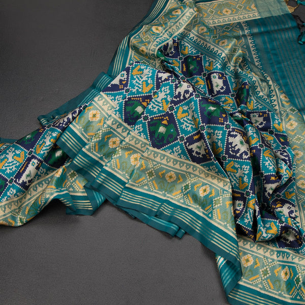 KSRTSR42529-Banaras-Peacock-Green-Ikkat-Pattern-Saree-main