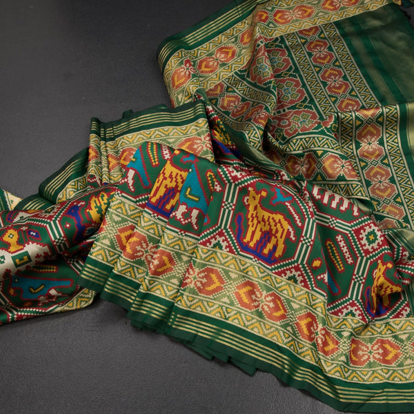 KSRTSR42532-Banaras-Forest-Green-Ikkat-Pattern-Saree-main