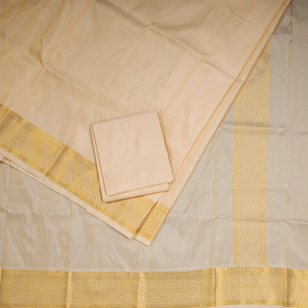 Sandal Semi Silk 8 Mozham Dhoti With Matching Shirt Material 08