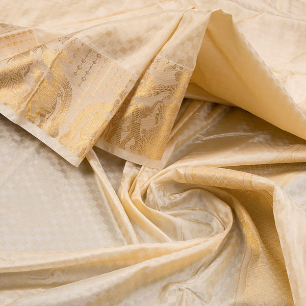 8 X 4 Sandal Semi Silk Dhoti And Matching Shirt Material