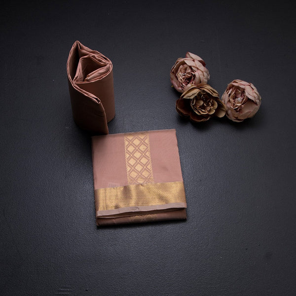 Copper Semi Silk 8 Mozham Dhoti With Matching Shirt Material 02