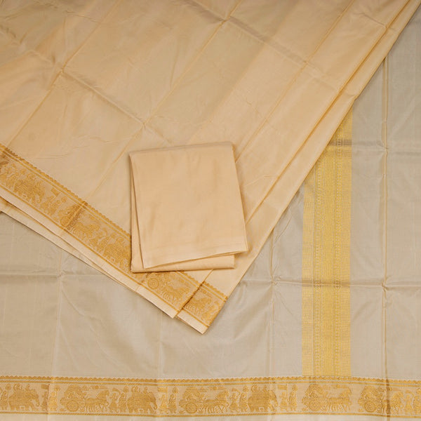 Sandal Semi Silk 8 Mozham Dhoti With Matching Shirt Material 10