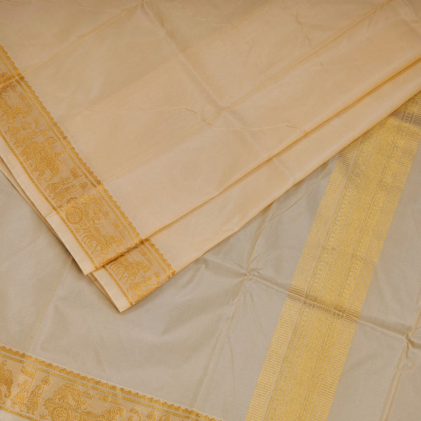 Sandal Semi Silk 8 Mozham Dhoti With Matching Shirt Material 10