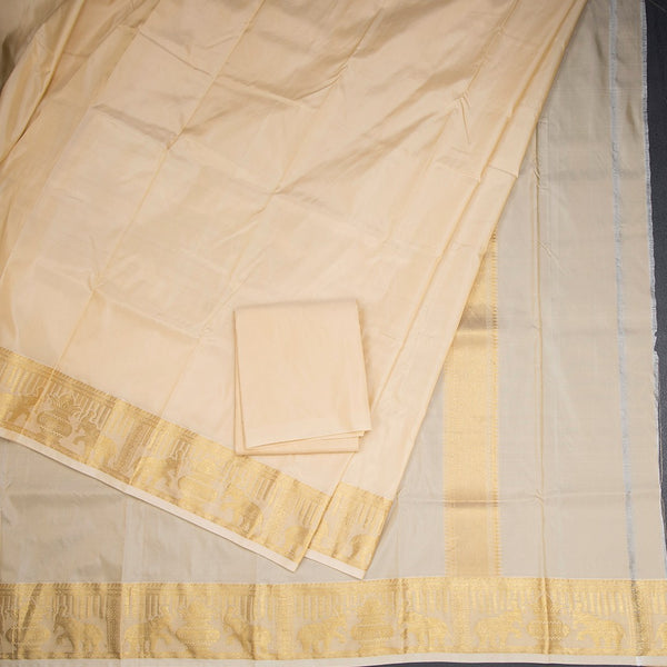 8 X 4 Sandal Semi Silk Dhoti And Matching Shirt Material 03