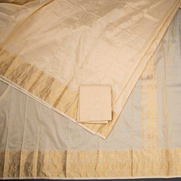 8 X 4 Sandal Semi Silk Dhoti And Matching Shirt Material 04