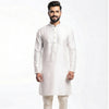 Semi Silk White Plain 3/4 Kurta