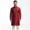 Semi Silk Maroon Plain 3/4 Kurta