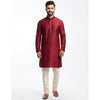 Semi Silk Maroon Plain 3/4 Kurta