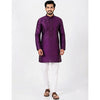 Semi Silk Purple Plain 3/4 Kurta
