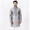 Semi Silk Grey Plain 3/4 Kurta