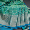 Dual Tone Blue Soft Silk Saree With Silver Zari