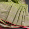 Green Brocade Soft Silk Saree With Silver Zari Work