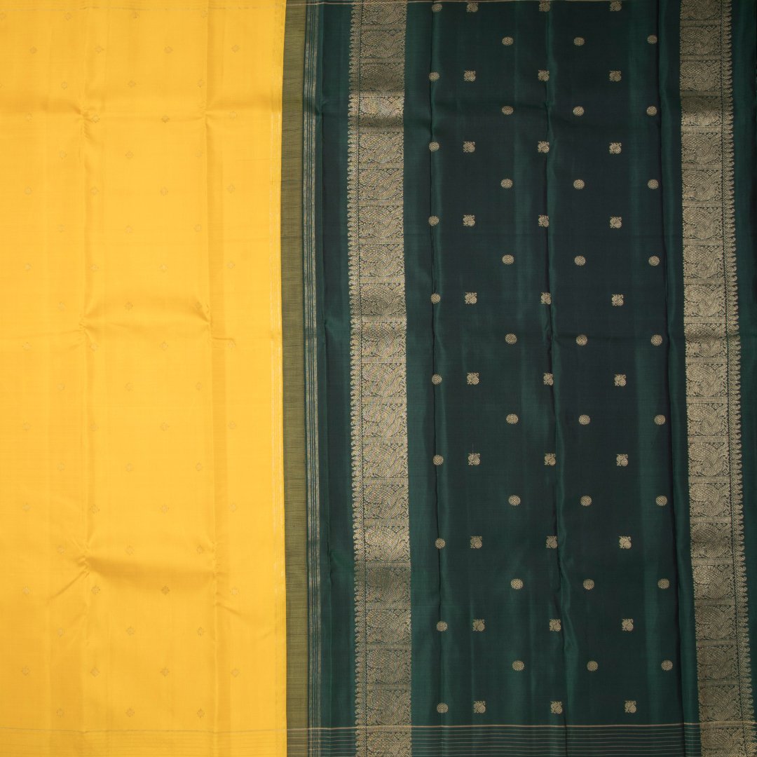 Yellow Handloom Silk Saree With Small Buttas On the Body