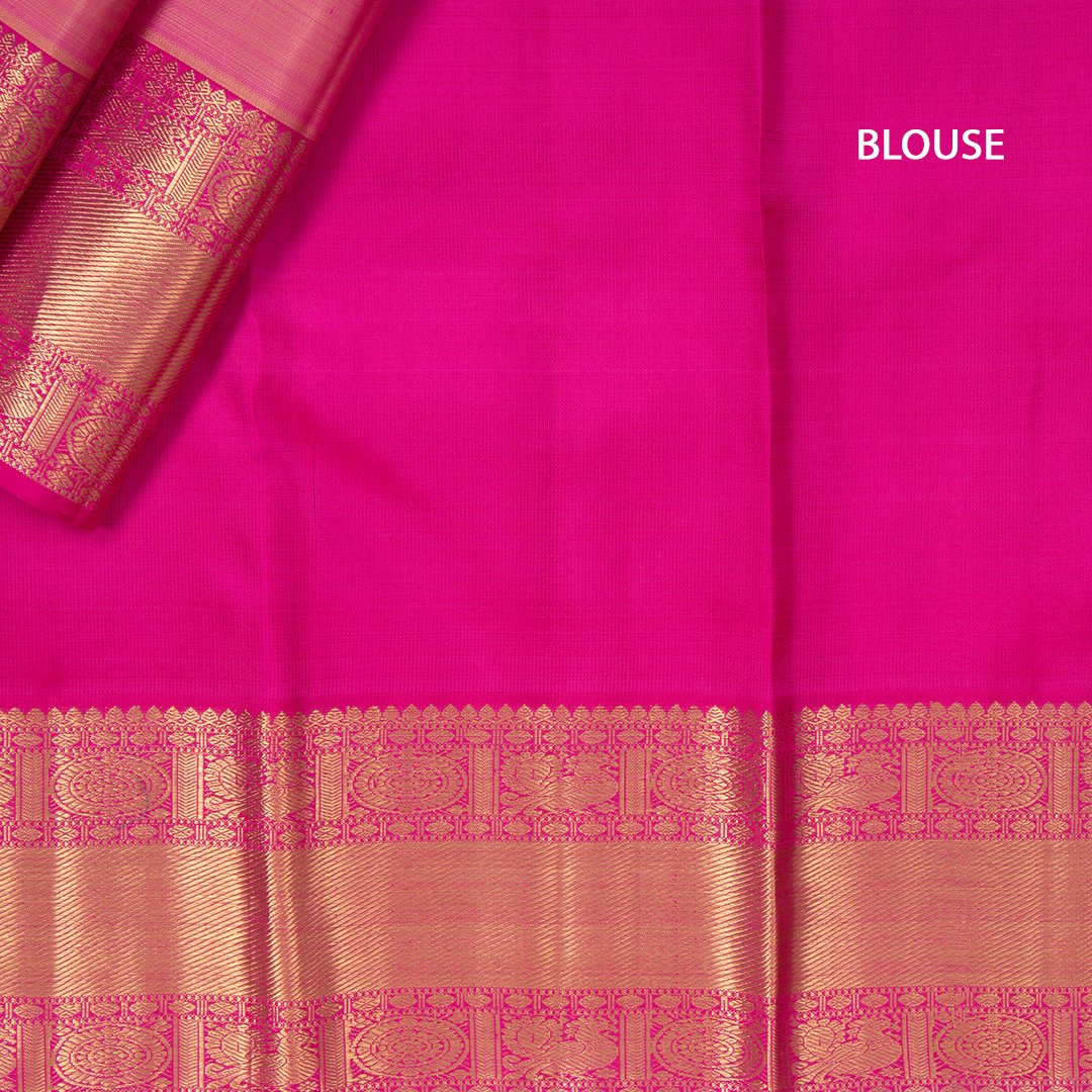 Shot Colour Handloom Silk Saree With Peacock And Chakra Buttas On The Body