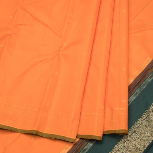 Orange Handloom Silk Saree With Small Buttas On The Body