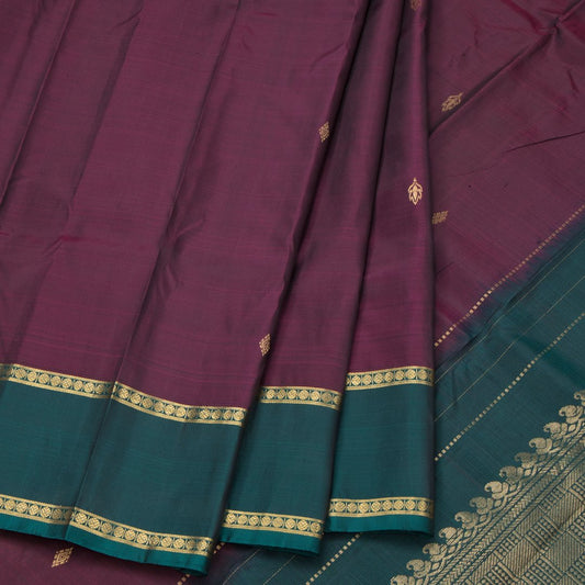 Dark Pink Handloom Silk Saree With Small Buttas On The Body