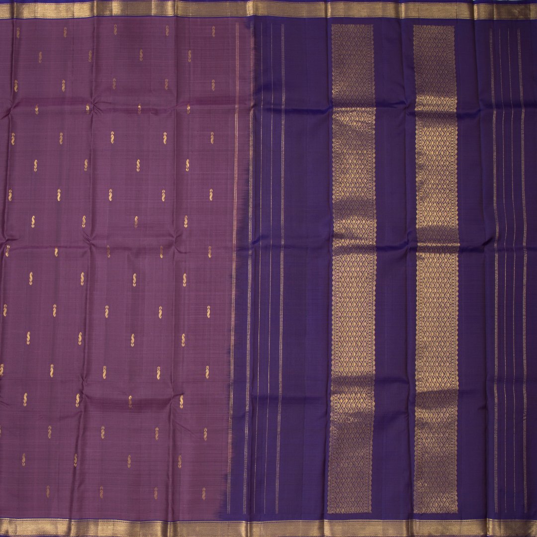 Plum Purple Handloom Silk Saree With Small Buttas On The Body