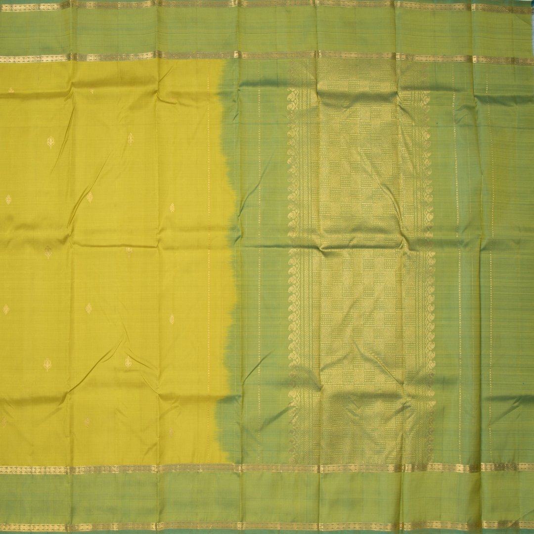 Lime Green Handloom Silk Saree With Small Buttas On the Body