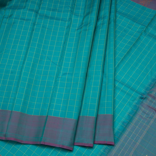 Blue Checked Handloom Silk Saree