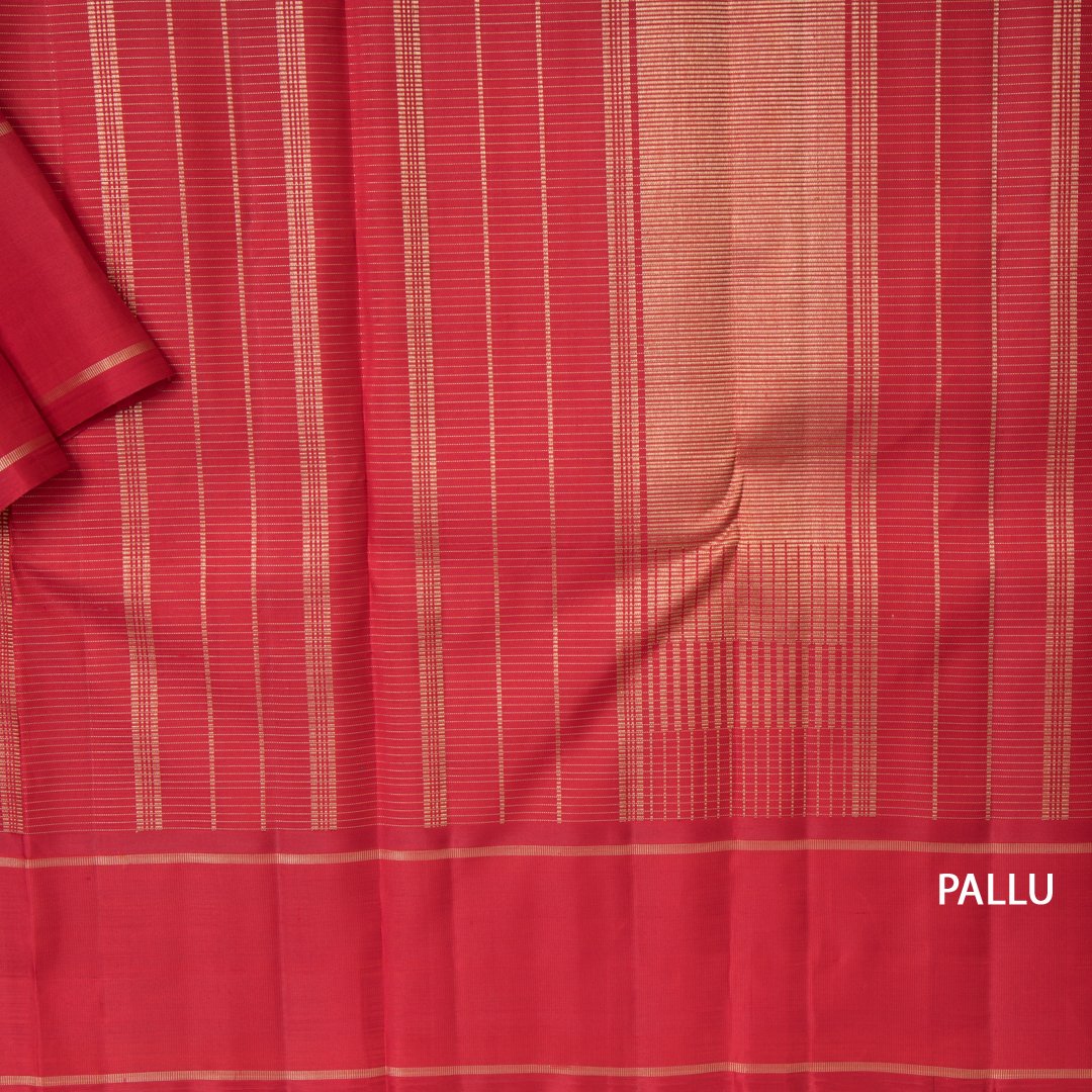 Shot Colour Handloom Striped Silk Saree And Red Border