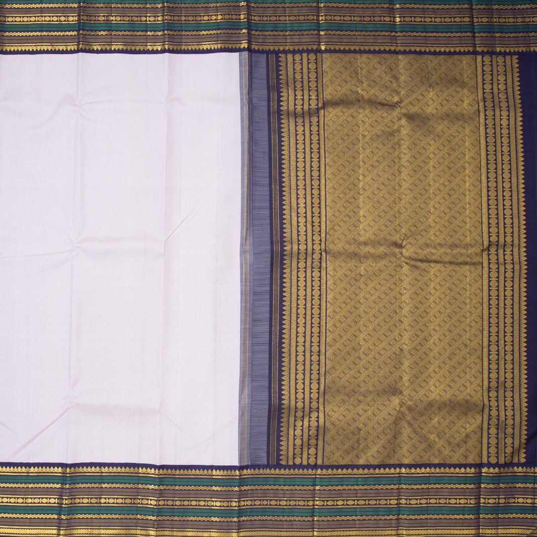 Lilac Plain Handloom Silk Saree With Multi Designed Border