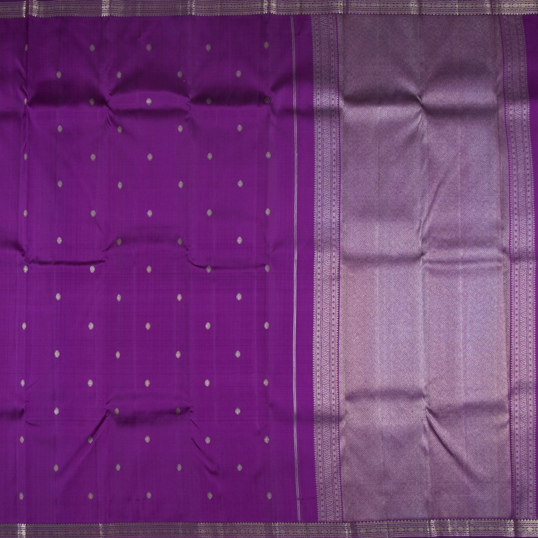 Purple Handloom Silk Saree With Small Buttas And Small Border