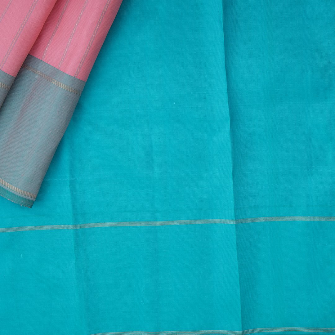 Rose Silk Saree With Vertically Striped And Simple Border
