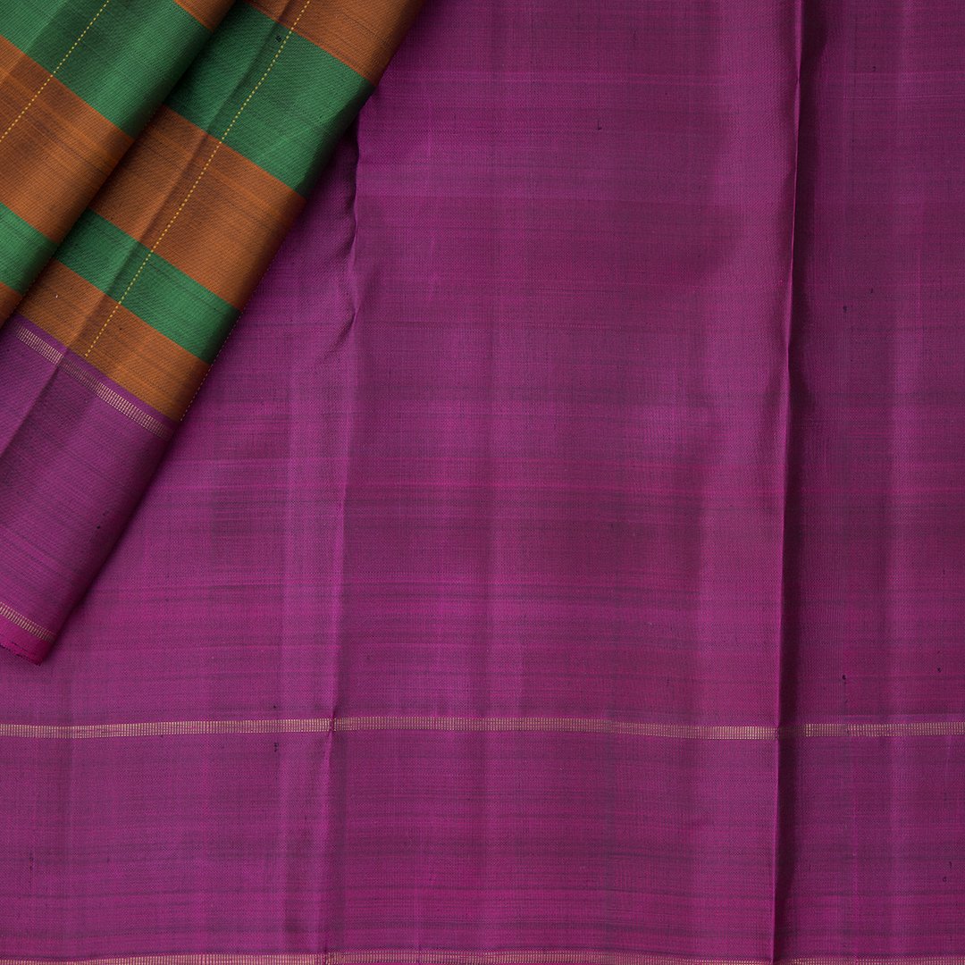 Multi Colour Checked Silk Saree With Magenta Border