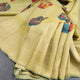 Kalamkari Pista Green Hand Painted Silk Saree In Peacock Design And Temple Zari Border