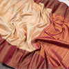 Cream Silk Saree with Maroon-Coloured Border