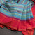 Tricoloured Striped Silk Saree With Red Temple Border