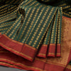 Bottle Green Kanchipuram Silk Saree With Vertically Running Chakra And Peacock Designs
