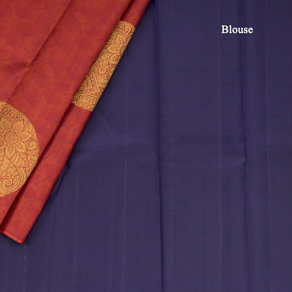 Maroon Borderless Kanchipuram Silk Saree With Floral Circle Motif On Body